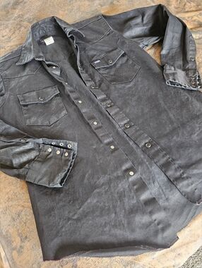 Wrangler Snap Western Shirt Wax Treated Black Medium